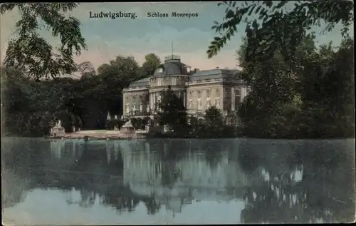 Ak Ludwigsburg in Baden Württemberg, Schloss Monrepos vom Wasser aus gesehen