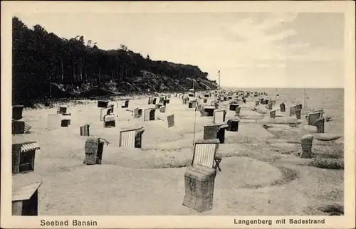 Ak Ostseebad Bansin Heringsdorf auf Usedom, Langenberg mit Badestrand