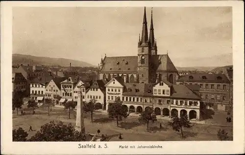 Ak Saalfeld an der Saale Thüringen, Johanniskirche, Markt