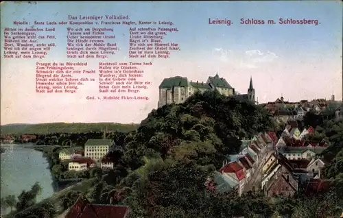 Lied Ak Leisnig an der Freiburger Mulde Sachsen, Schloss Mildenstein, Volkslied