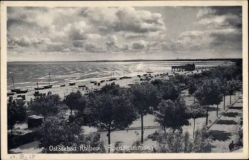 Ak Ostseebad Ahlbeck Heringsdorf auf Usedom, Strand, Promenade, Abendstimmung