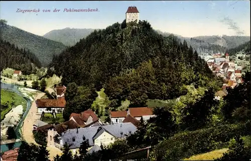 Ak Ziegenrück am Schiefergebirge Thüringen, Teilansicht von der Pohlmannsbank aus