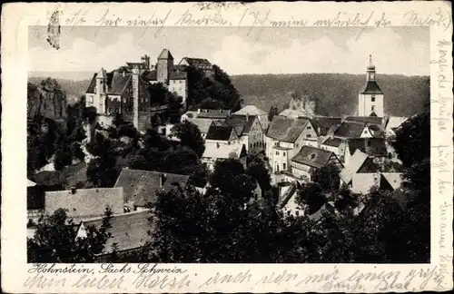 Ak Hohnstein Sächsische Schweiz, Hasselhuhns Fremdenhof zur Sächsischen Schweiz, Stadtbild