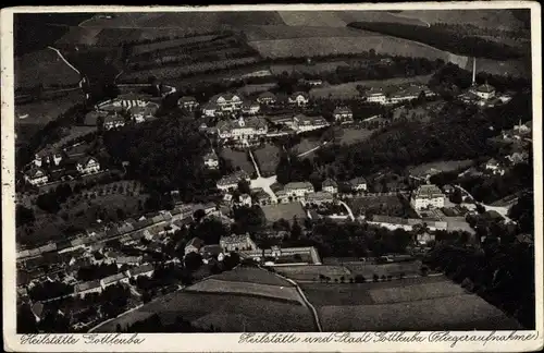 Ak Bad Gottleuba Berggießhübel, Fliegeraufnahme von Stadt und Heilstätte