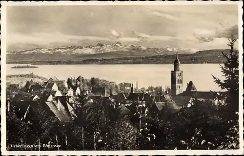 Ak Überlingen am Bodensee, Teilansicht mit Gebirge