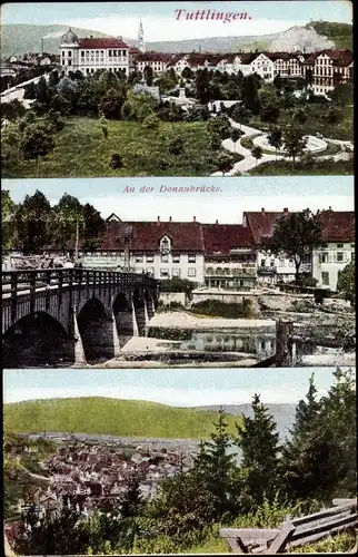 Ak Tuttlingen Baden Württemberg, An der Donaubrücke, Blick auf den Ort