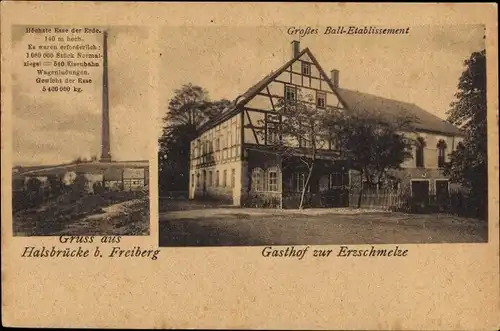 Ak Halsbrücke in Mittelsachsen, Hohe Esse, Gasthof zur Erzschmelze