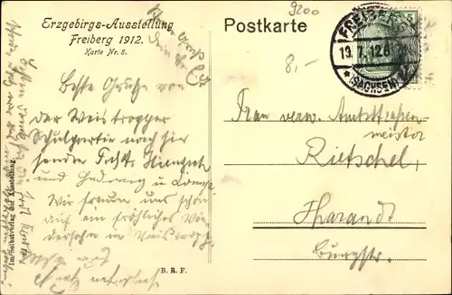 Ak Freiberg in Sachsen, Erzgebirgs Ausstellung 1912, Ausstellungsgelände, Karte Nr 8