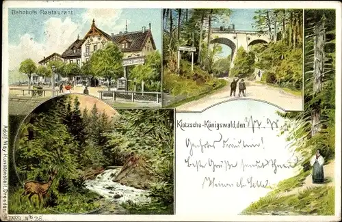 Litho Dresden Klotzsche Königswald, Bahnhofs Restaurant