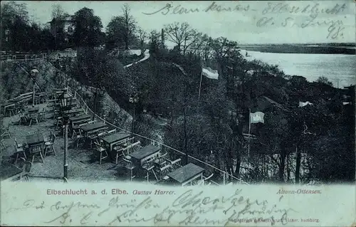 Mondschein Ak Hamburg Altona Ottensen, Elbschlucht an der Elbe, Inh. Gustav Harrer