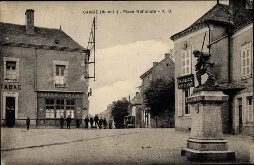 Ak Candé Maine et Loire, Place Nationale, Cafe de l'Union, Pharmacie