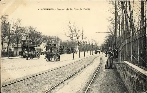 Ak Vincennes Val de Marne, Station de la Rue de Paris, Tramways