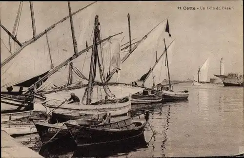 Ak Cette Hérault, Un Coin du Bassin, Segelboote, Leuchtturm