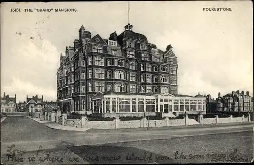 Ak Folkestone Kent England, The Grand Mansions