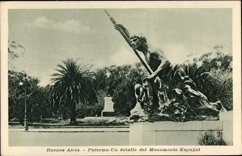Ak Buenos Aires Argentinien, Palerno, Un detalle del Monumento Espanol