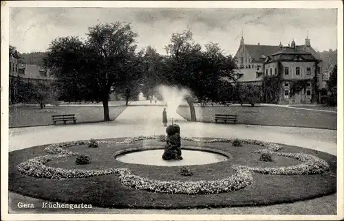 Ak Gera in Thüringen, Küchengarten, Fontäne