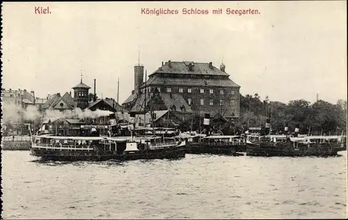 Ak Hansestadt Kiel, Königliches Schloss mit Seegarten