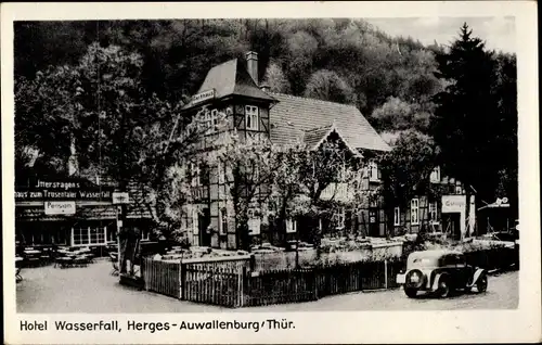 Ak Herges Auwallenburg Trusetal Thüringer Wald, Hotel Wasserfall