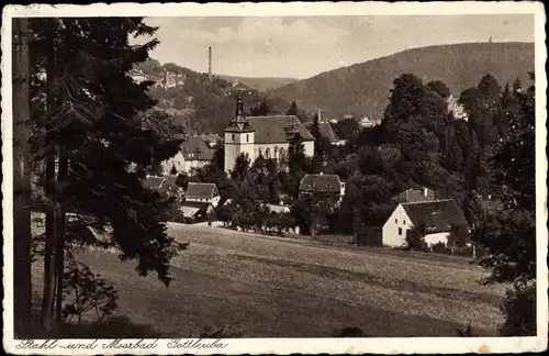 Ak Bad Gottleuba Berggießhübel, Teilansicht mit Kirche