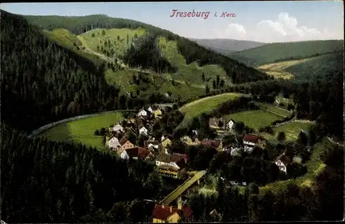 Ak Treseburg Thale im Harz, Ort aus der Vogelschau