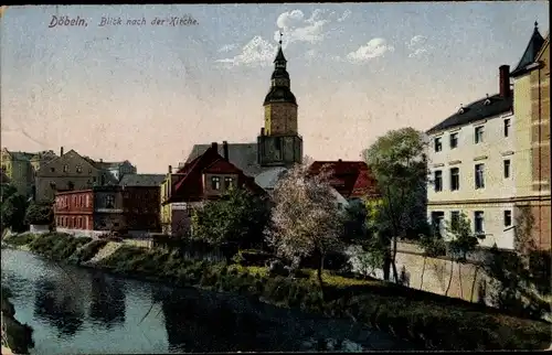 Ak Döbeln in Sachsen, Blick nach der Kirche