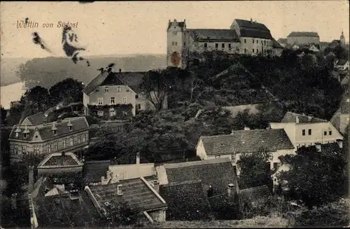 Ak Wettin Löbejün Sachsen Anhalt, Blick zur Burg