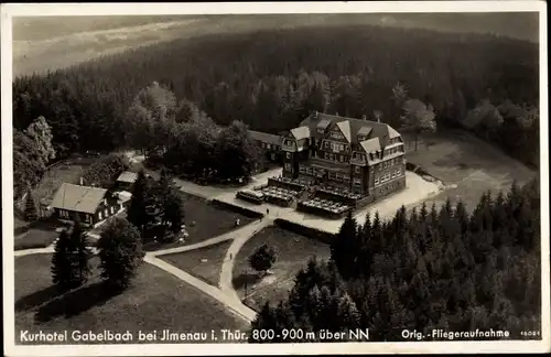 Ak Ilmenau in Thüringen, Gabelbach, Fliegeraufnahme, Staatl. Kurhaus Berghotel