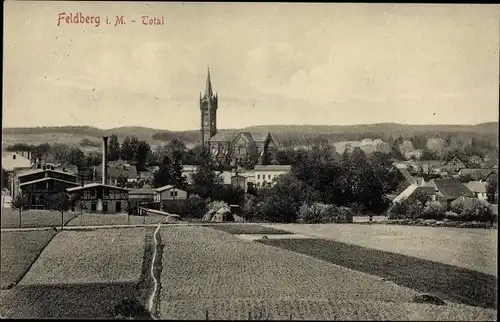 Ak Feldberg in Mecklenburg, Totale mit Kirche