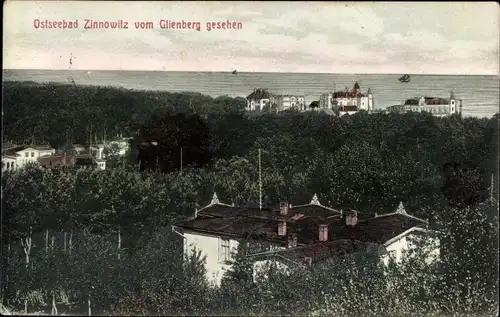 Ak Ostseebad Zinnowitz auf Usedom, Übersicht vom Glienberg aus