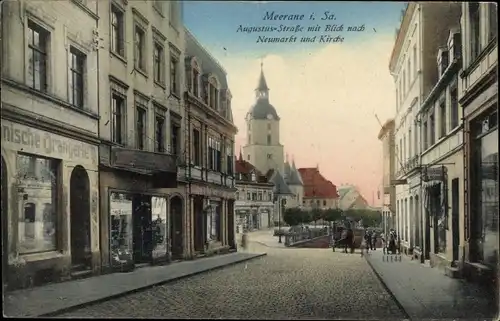 Ak Meerane in Sachsen, Augustusstraße, Neumarkt, Kirche, Orangerie