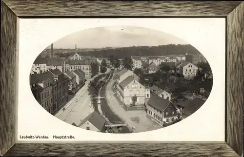 Passepartout Ak Leubnitz Werdau in Sachsen, Hauptstraße