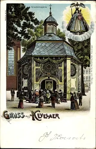 Litho Kevelaer am Niederrhein, Gnadenkapelle, Marienbild