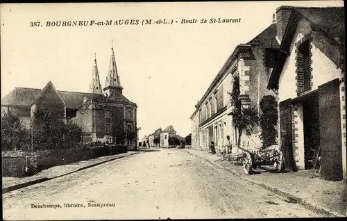 Ak Bourgneuf en Mauges Maine et Loire, Route Saint Laurent