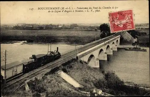 Ak Bouchemaine Maine-et-Loire, Panorama du Pont du Chemin de Fer