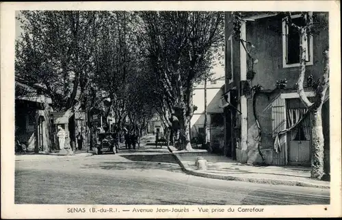 Ak Senas Bouches du Rhône, Avenue Jean Jaurès, Vue prise du Carrefour