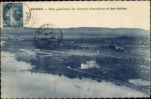 Ak Berre Bouches du Rhône, Vue générale du Centre d'aviation et des Sallns