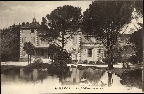 Ak Saint Marcel Bouches du Rhône, Le Château et le Lac