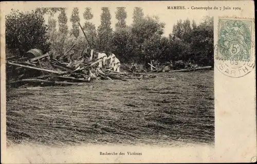 Ak Mamers Sarthe, Catastrophe du 7 Juin 1904, Recherche des Victimes