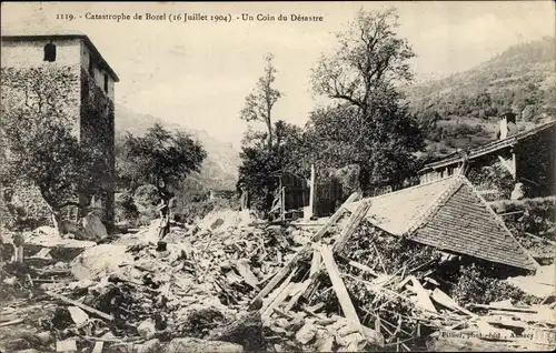 Ak Bozel Savoie, Überschwemmung am 16. Juli 1904, Un Coin du Désastre