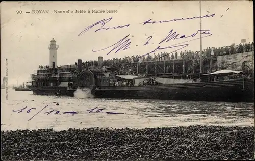 Ak Royan Charente Maritime, Nouvelle Jetee a Maree basse