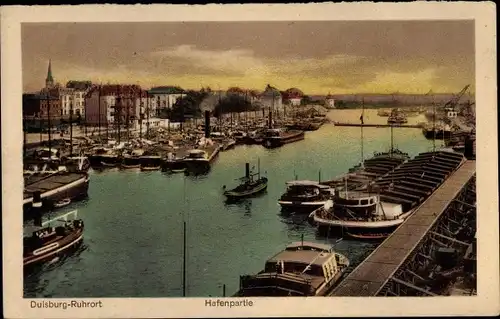 Ak Ruhrort Duisburg im Ruhrgebiet, Hafenpartie