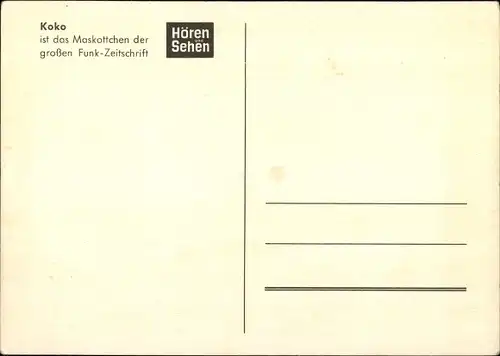 Ak Koko, Maskottchen der großen Funk Zeitschrift Hören und Sehen