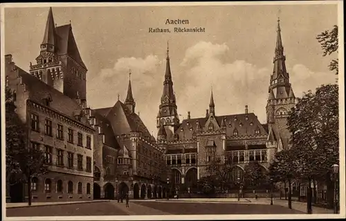 Ak Aachen in Nordrhein Westfalen, Rathaus, Rückansicht