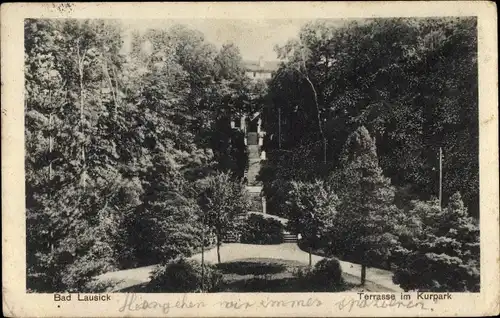 Ak Bad Lausick in Sachsen, Terrasse im Kurpark