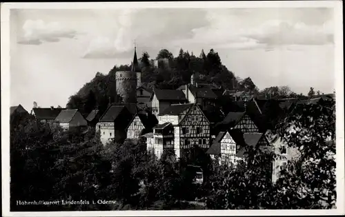 Ak Lindenfels im Odenwald, Teilansicht mit Burgruine