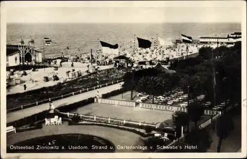 Ak Ostseebad Zinnowitz auf Usedom, Strand- und Gartenanlage v. Schwabe's Hotel