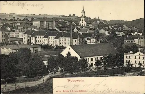 Ak Roßwein in Sachsen, Gesamtansicht, Kirche