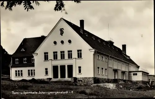 Ak Johanngeorgenstadt im Erzgebirge, Turn- und Sporthalle