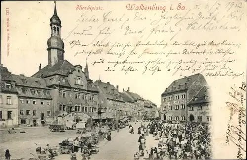 Ak Waldenburg in Sachsen, Marktplatz, Kirche