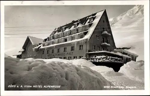 Ak Zürs Vorarlberg, Hotel Alpenrose, Winteransicht